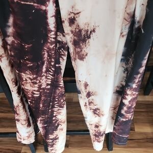 SHEIN Tie-Dye Wide Leg Pants - Brown and Cream